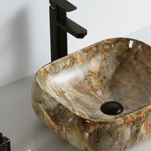 New Ceramic Bathroom Accessories Wash Basin Marble Inspired Brown