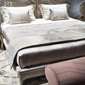 Modern luxury Italian Brand Design Bedroom Furniture Fabric/leather upholstery Custom Size Bed
