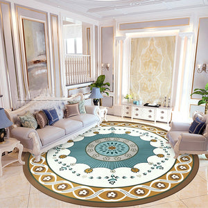 Luxury Round Custom Carpets Flower Wool Silk Washable Rug