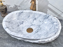 Load image into Gallery viewer, Carrara natural stone bathroom sinks white marble wash basin Table Top
