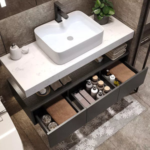 Nordic Marble Top bathroom cabinets with ceramic basin and Smart LED Mirror Cabinet