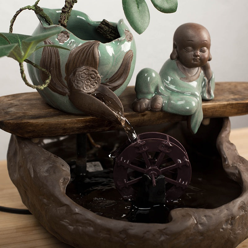 High quality gift New Classical/Post-modern Style Living Room Flowing Water Ring Light Lamp For Decorative Tabletop Fountain