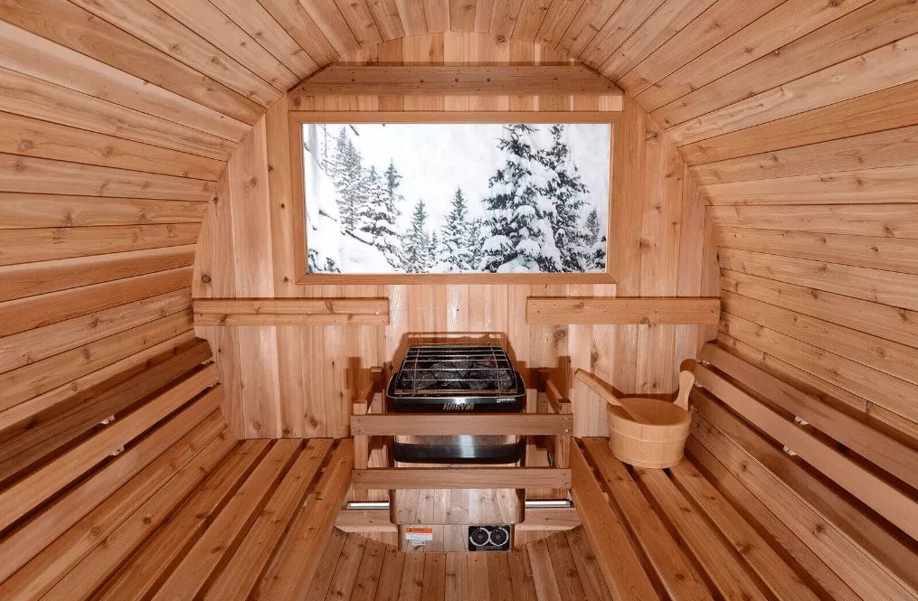 Dome wooden steam red light infrared sauna room corner double home glass panoramic outdoor sauna room