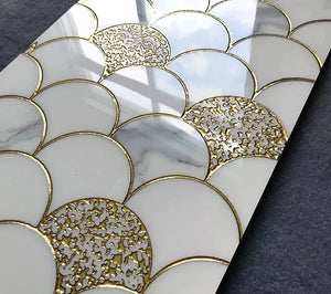 Luxury Porcelain Tiles Fish Scale 30x60cm Engraved