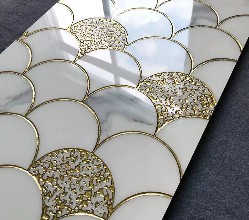 Luxury Porcelain Tiles Fish Scale 30x60cm Engraved