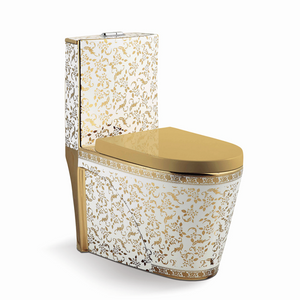 Golden Bathroom WC European Style Ceramic Siphonic Electroplating Water Closet Sanitary Ware Toilet