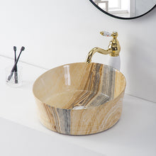 Cargar imagen en el visor de la galería, Porcelain modern round counter top lavabo vanity bathroom ceramic vessel sink marble hand wash basin
