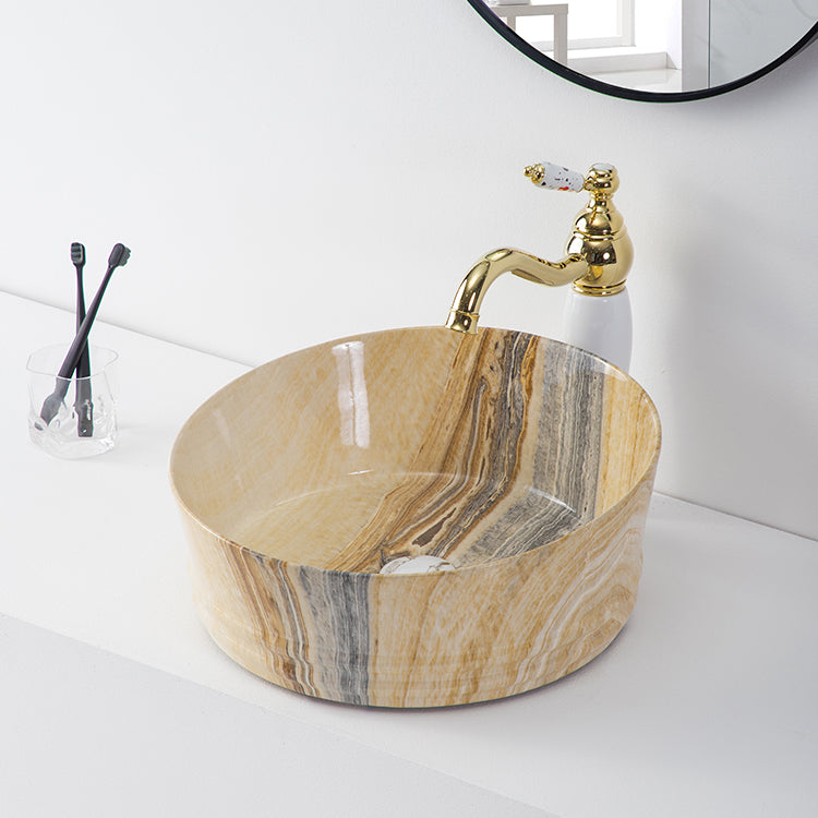 Porcelain modern round counter top lavabo vanity bathroom ceramic vessel sink marble hand wash basin