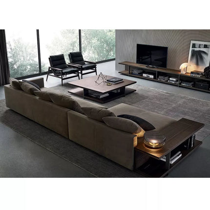 7-Sitzer-Ecksofa im modernen italienischen Stil, L-förmig, aus Stoff, minimalistisch, Wohnzimmer-Ecksofa 