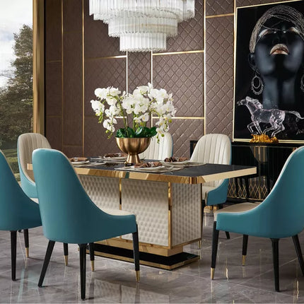 Luxury modern furniture wood and stainless steel dining room set