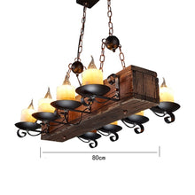Load image into Gallery viewer, loft Hanging retro Chandelier Rustic Candlestick Pendant wood Antique lights Creative Led Vintage boat Wooden home lamp lighting
