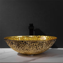 Cargar imagen en el visor de la galería, High Grade Electronic Plating Glass Sink Oval Shape Crystal Wash Basin

