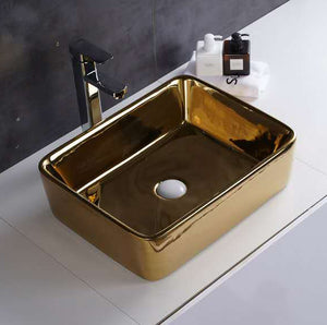 Hand Wash Basin Gold and White Theme Bathroom Accessories Sink