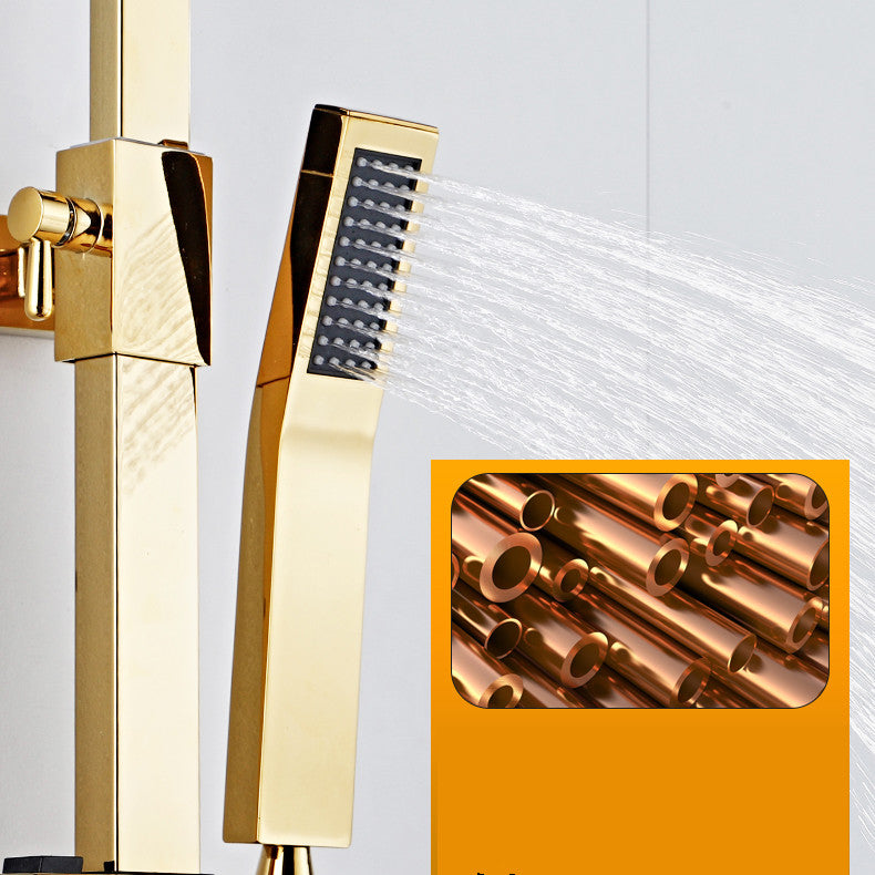 Gold Shower Set Luxury Shower System 360 Degree Rotating 4 Water Modes PVD Plating