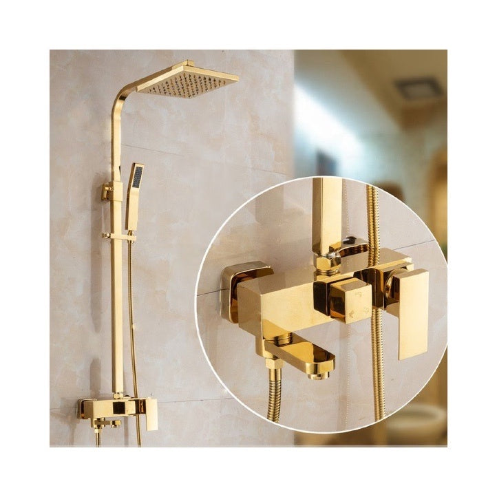 Gold Color Square Bathroom Shower Head/Copper Sanitary Ware Gold Modern Design Head Shower