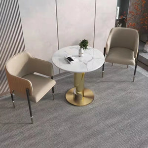 Modern Side Table Gold plated coffee table cafe lounge high table with marble top and stainless steel base