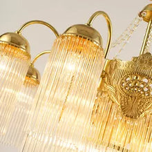 Cargar imagen en el visor de la galería, Dining Room Copper Pendant Lamp Led Crystal Brass Chandeliers
