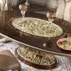 golden foil hand carved Italian style dining room furniture round dining table luxury dining set