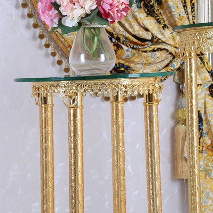 Tempered Glass Goldrn Copper Flowerboard Crystal Wedding Flowerboard Clock Decorative Table