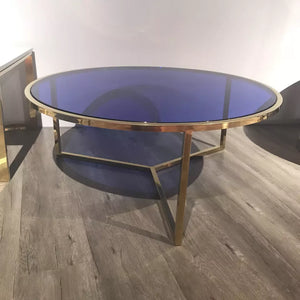 Contemporary Luxury Visionnaire Glass Stainless Steel Center Table Round Glass Coffee Table