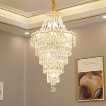 Load image into Gallery viewer, Modern Luxury Multi-layer K9 Crystal Pendant Light Villa Hotel Lobby Project Large Round Chandelier Light
