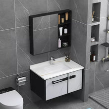 Cargar imagen en el visor de la galería, Modern simple light luxury space aluminum washbasin cabinet combination toilet integral ceramic washbasin
