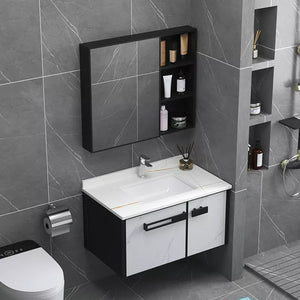 Modern simple light luxury space aluminum washbasin cabinet combination toilet integral ceramic washbasin