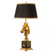 Load image into Gallery viewer, crystal table lamp hand-made light in lost-wax with french style of classic light brass shade cloth lampshade
