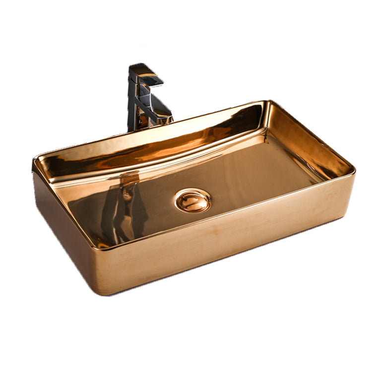 Countertop mounted rectangle rose gold luxury sink bathroom vanity basin