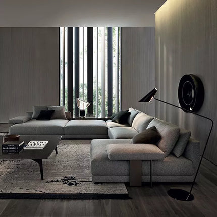 7-Sitzer-Ecksofa im modernen italienischen Stil, L-förmig, aus Stoff, minimalistisch, Wohnzimmer-Ecksofa 