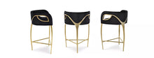 Lade das Bild in den Galerie-Viewer, Modern Nordic Style Tufted Curved Back Luxury Bar Stool Velvet Upholstery 3 Legs Bar Chair For Home Hotel
