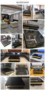 Stainless steel center table square coffee table for living room