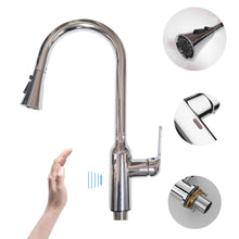 Load image into Gallery viewer, Touchless Sink Mixer Single Handle Pull Out Spray Sensor Kitchen Faucet
