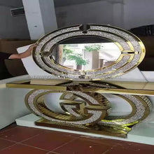 Cargar imagen en el visor de la galería, Modern Italian gold modern marble top console table luxury drawer mirrored hallway console

