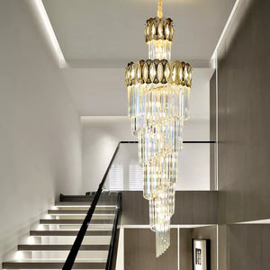 Modern Style Luxury Stair Living Room Gold Antique Crystal Hotel Lobby Led Chandelier Lamp