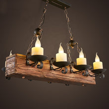 Загрузить изображение в средство просмотра галереи, loft Hanging retro Chandelier Rustic Candlestick Pendant wood Antique lights Creative Led Vintage boat Wooden home lamp lighting
