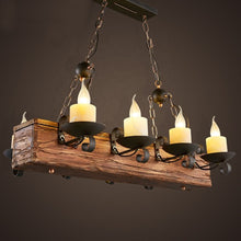 Load image into Gallery viewer, loft Hanging retro Chandelier Rustic Candlestick Pendant wood Antique lights Creative Led Vintage boat Wooden home lamp lighting
