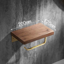 Charger l&#39;image dans la galerie, Bathroom paper roll holder wall mounted walnut cell phone paper towel holder
