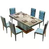 Cargar imagen en el visor de la galería, luxury Italian leather dinner dining table and chairs 6 luxury dinning chairs modern marble dining room furniture table set
