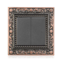 Load image into Gallery viewer, Baroque Style Wall Switch Retro 123Gang 2 Way Copper Panel Vintage Villa Light Switch
