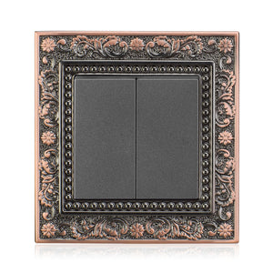 Baroque Style Wall Switch Retro 123Gang 2 Way Copper Panel Vintage Villa Light Switch