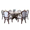 Cargar imagen en el visor de la galería, luxury antique European style round white marble top dining table set 6 chairs dining table set

