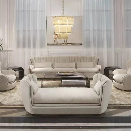 Ensemble de canapés italiens modernes en cuir blanc, canapé d'angle, salon, chaise de mariage luxueuse 