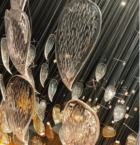 Luxury Stainless steel frame modern led chandelier big crystal hotel lighting