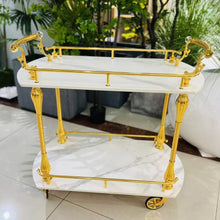 Load image into Gallery viewer, Luxury Wedding Trolley Hotel Home Decoration Trolleys Golden Copper Dining Cart
