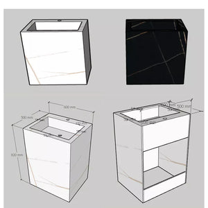 Modern Simple Quartz Marble Sintered Stone Sink Vanities with Wood Organizer