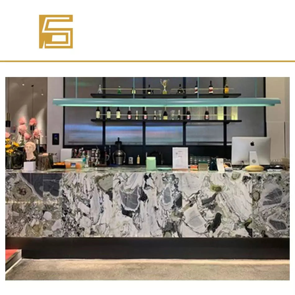 Ice jade marble slabs new design cold emerald marble for countertop vanity top cabinet decoration