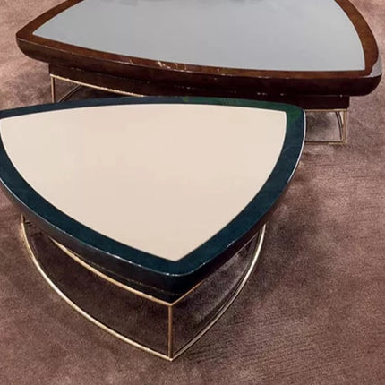 Fancy french oak wood coffee table brand new designs triangle shape solid wooden coffee table