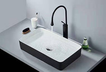 Load image into Gallery viewer, Drop Spout Hot And Cold Bathroom Basin Faucet Black Brass Faucet
