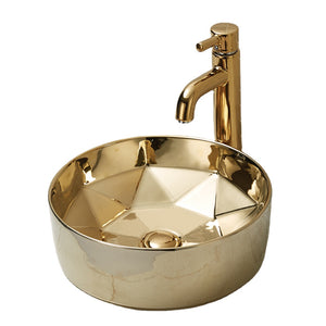 Round Diamond Wash Basin Table Top Gold Edition